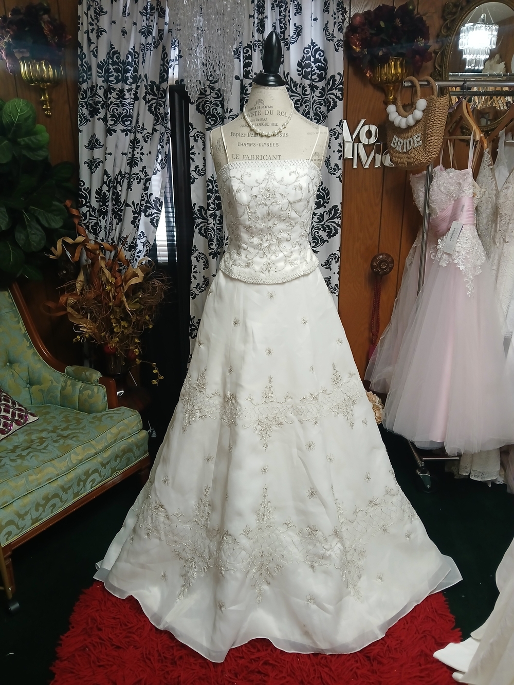 Jasmine Ivory Strapless Beaded A-Line Bridal Gown with Gold Embroidery